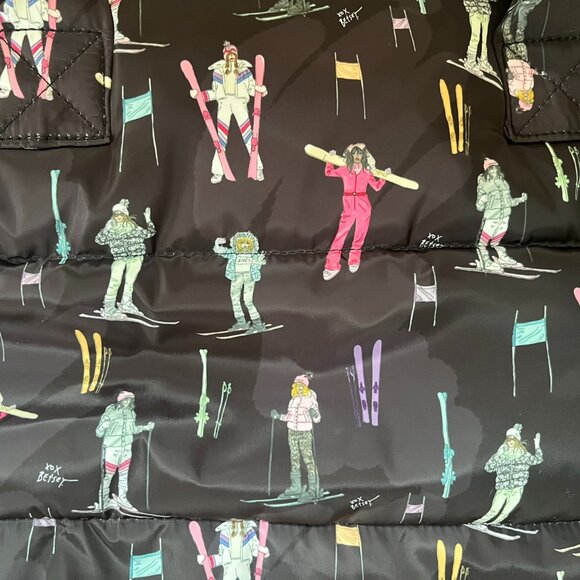 Betsy Johnson Ski Motif Weekender Sport Puffy Tote Black - Picture 8 of 9